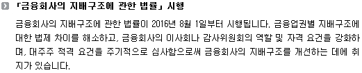 「금융회사의 지배구조에 관한 법률」시행