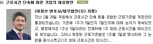 근로시간 단축에 따른 기업의 대응방안