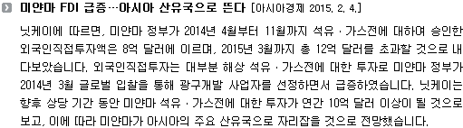 미얀마 FDI 급증…아시아 산유국으로 뜬다