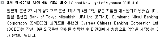 3개 외국은행 지점 4월 23일 개소