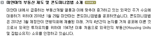 미얀마의 부동산 제도 및 콘도미니엄법 소개