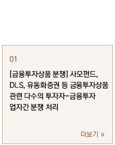 [금융투자상품 분쟁] 사모펀드, DLS, 유동화증권 등 금융투자상품 관련 다수의 투자자-금융투자업자간 분쟁 처리