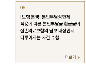 [보험 분쟁] 본인부담상한제 적용에 따른 본인부담금 환급금이 실손의료보험의 담보 대상인지 다투어지는 사건 수행