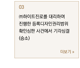 ㈜하이트진로를 대리하여 진행한 등록디자인권리범위확인심판 사건에서 기각심결(승소)